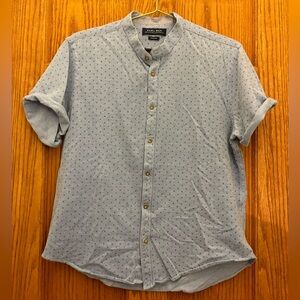 Zara Men collarless button-up polo, rollup sleeves, slim fit, fits Size M/slim L